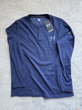 Under Armour Navy Long-Sleeve Henley Performance Top